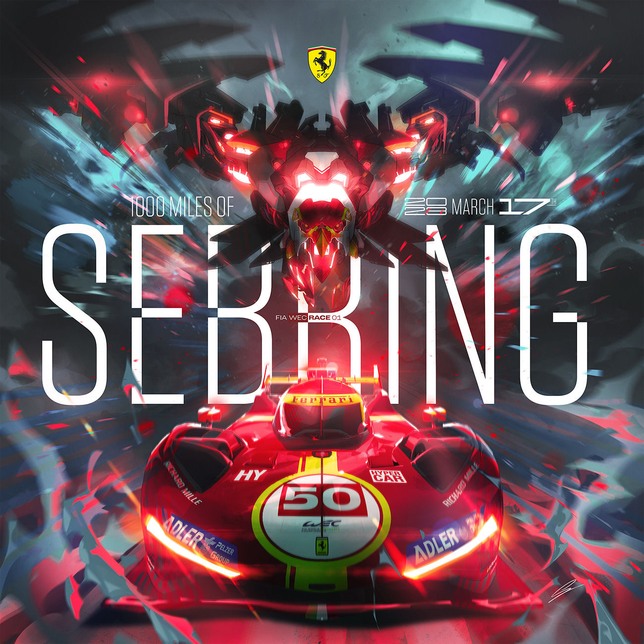 Ferrari Hypercar Cover Art at 1000 Miles of Sebring 2023