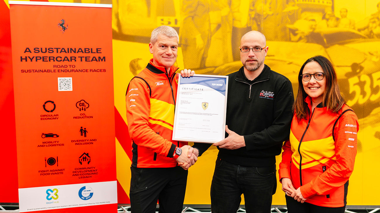 On 15 March 2023 Ferrari were granted ISO 20121 certification, relating to the international standard for sustainable event design and management, linked to the participation in the Hypercar class of the FIA World Endurance Championship.