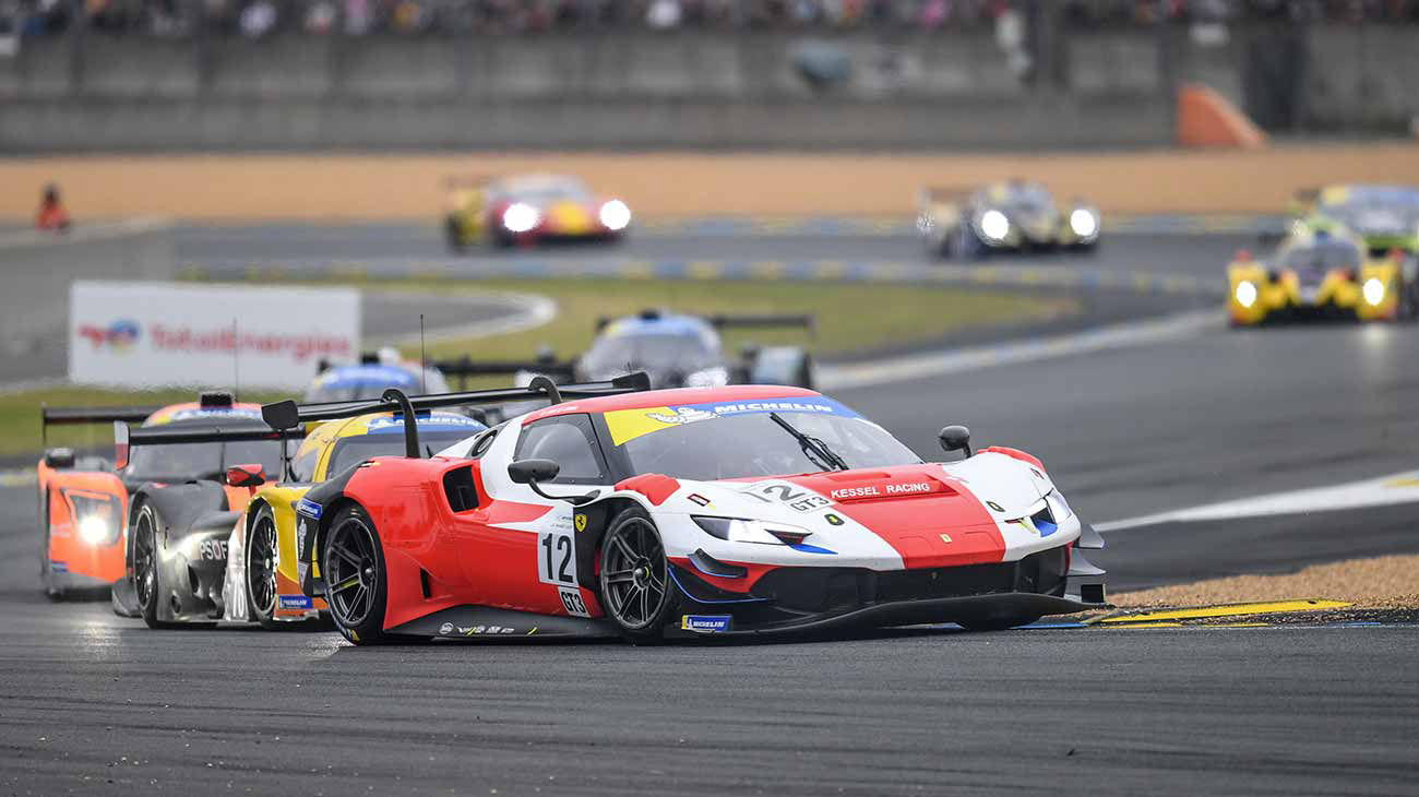 The Ferrari 296 GT3 number 12 wins Race-1 of the Road To Le Mans
