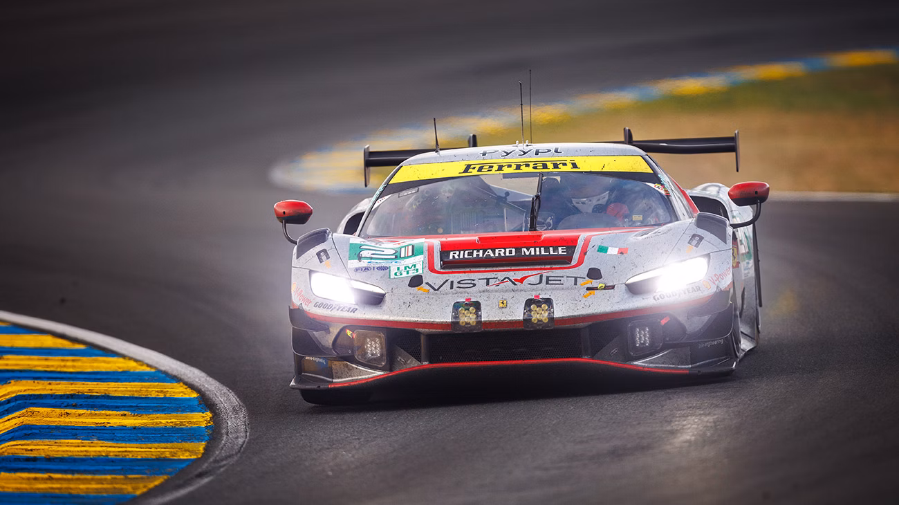The five Ferrari 296 LMGT3s are tackling the challenges and allure of the night phase of the 24 Hours of Le Mans at the Circuit de la Sarthe, racing with determination in the tightly packed LMGT3 field.